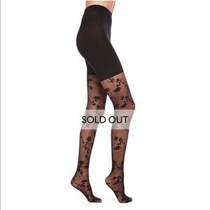 NWT Spanx Tight-End Stunning Rose Floral-Print Tights, Black 95-125 pounds